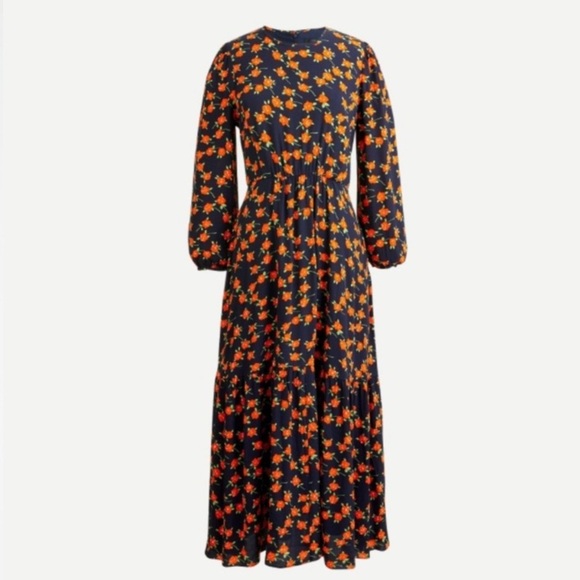 J Crew Flowy Tiered Midi Dress In Poppy Fields Size 0 - Picture 2 of 10